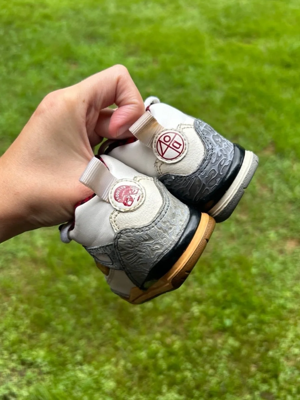 Jordan baby/Toddler White, Red & Gold Sneakers